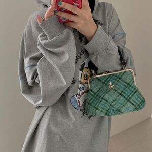 Vivienne Westwood Blue-Green Plaid Tweed Mini Bag